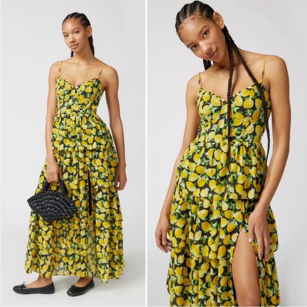 Betsey Johnson 18 Urban Outfitters Juliet Lemon Maxi Dress EUC